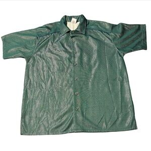 Vintage CLAUDIO NUCCI Green Shimmer Mesh Button-Up Men’s Shirt SZ XL